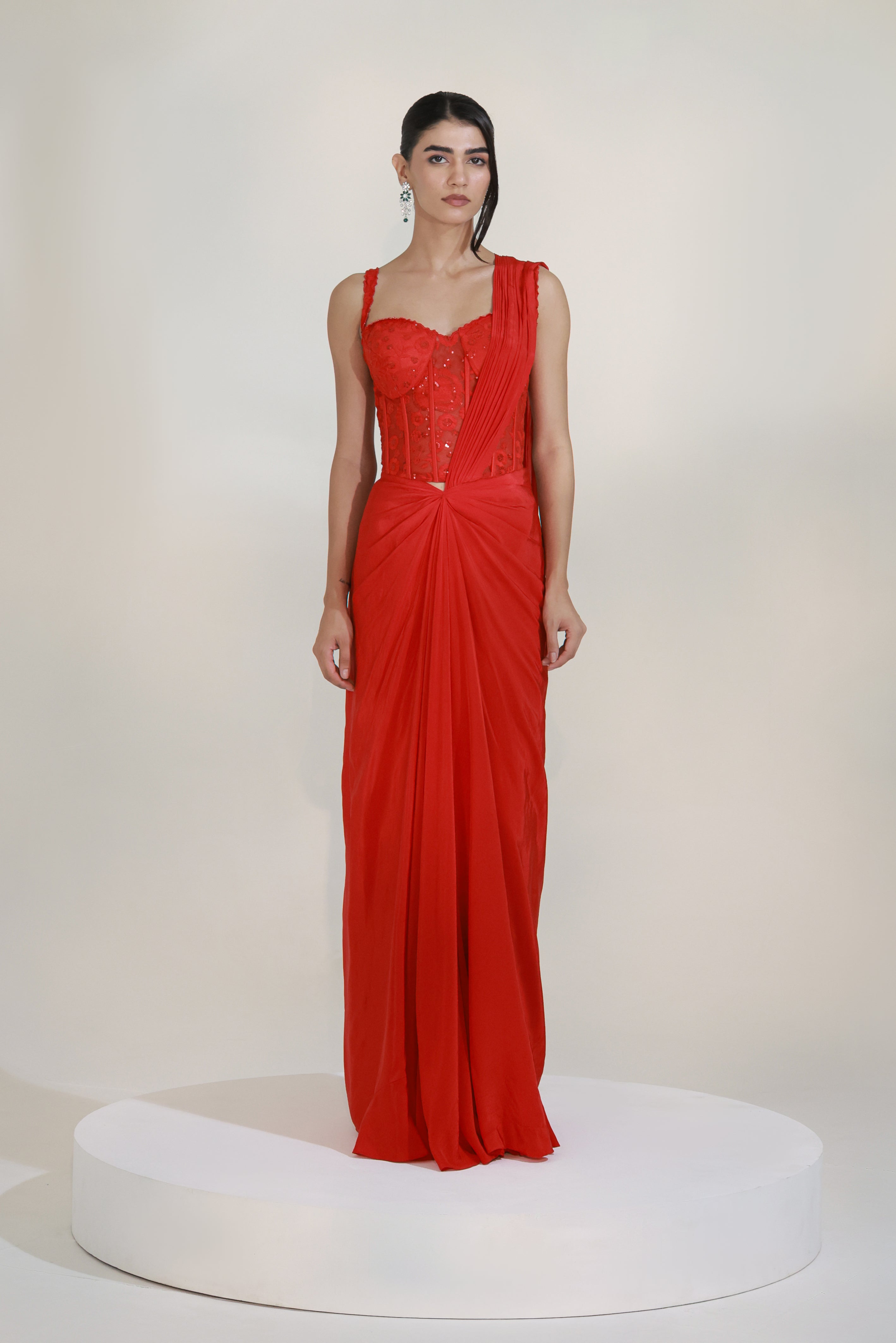 CRIMSON CORSET SAREE